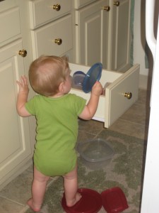 Learning his way around the kitchen
