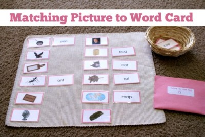 Montessori Pink Series: Matching Picture to Word Card