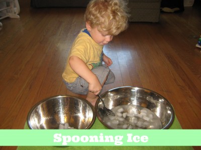 Montessori Sensorial Activities for Toddlers - Spooning Ice