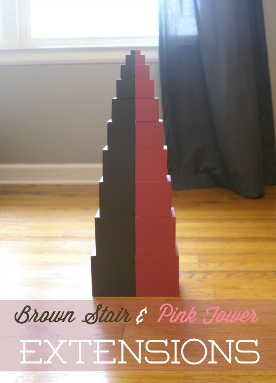 Brown Stair & Pink Tower Extensions (with Free Printable Cards)