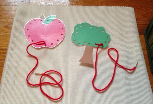  Montessori Apple Themed Activities - Apple Lacing Cards