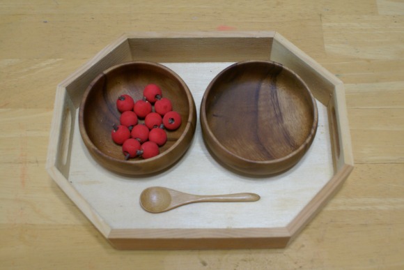 Montessori Apple Themed Activities - Spooning Apples