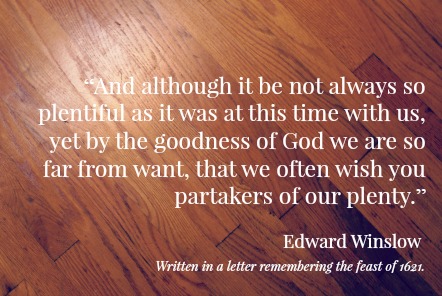 "...yet by the goodness of God we are so far from want." - Edward Winslow , passenger of the Mayflower & Plymouth Colony Pilgrim