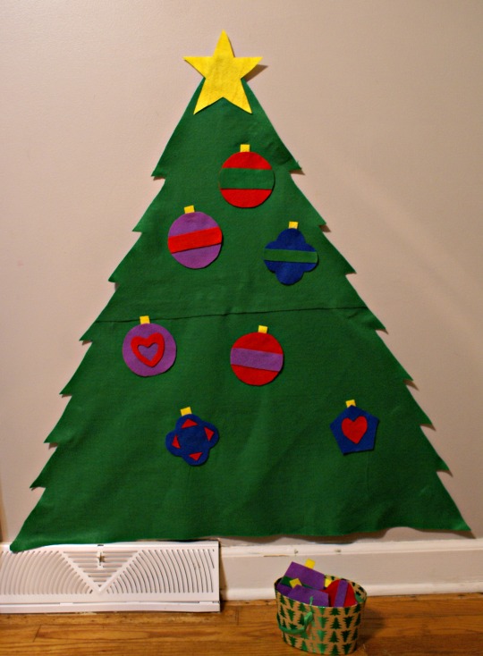 Montessori Christmas Activities for Toddlers - Decorate a Felt Tree