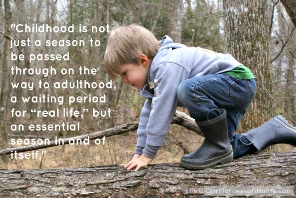 "Childhood is not just a season to be passed through on the way to adulthood, a sort of waiting period for “real life,” but an essential season in and of itself."